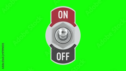 toggle switch on green background. Isolated 3D render