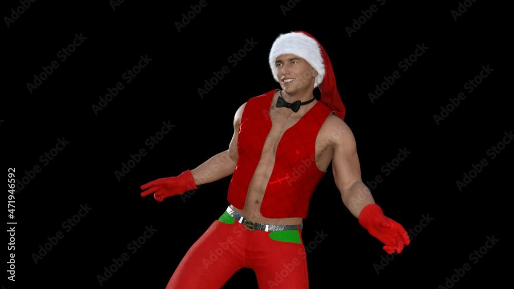 3d Model Male Stripper In A New Years Suit Dancing Animation