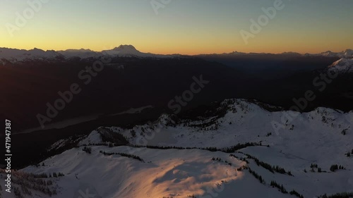 Incredible morning colors in the mountains of British Columbia in Canada photo