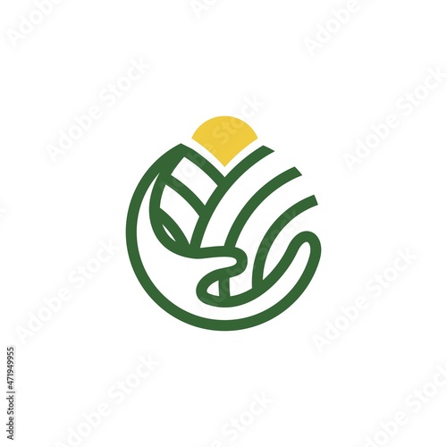 farm land and hand logo icon vector template