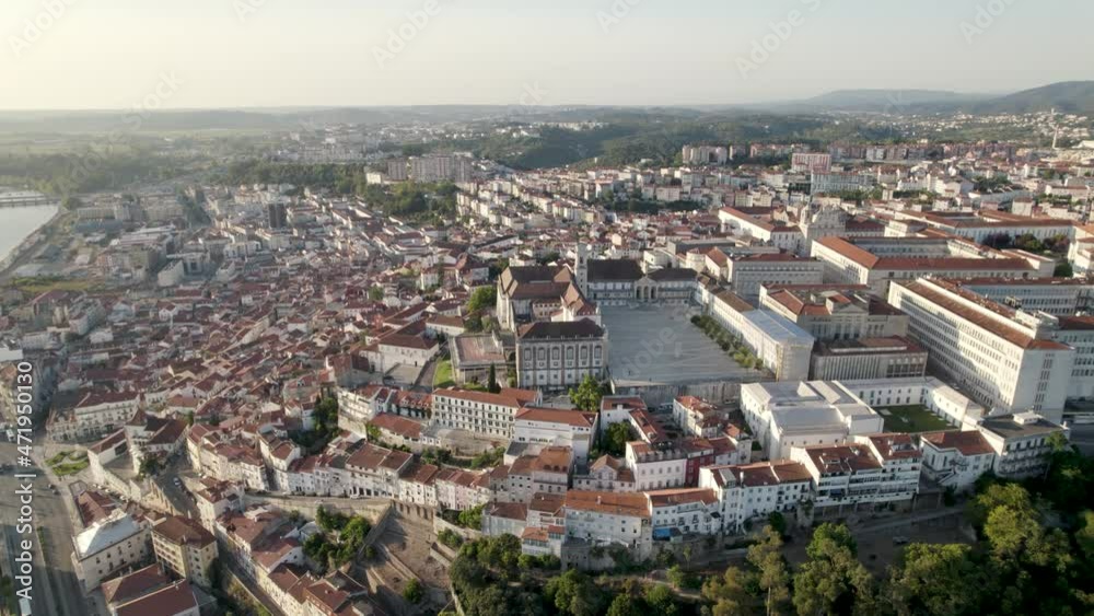 Aerial view Historic square at the center of the University of Coimbra, panorama Cityscape Aerial view Historic square at the center of the University of Coimbra, panorama Cityscape