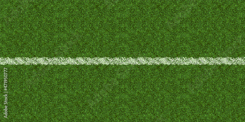 Soccer field texture top view, green lawn background with grass and white horizontal line markup. Sport arena, stadium for football game, competition, tournament, Realistic 3d vector illustration