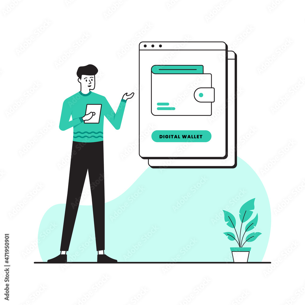 digital wallet concept illustration vector digital wallet concept illustration vector