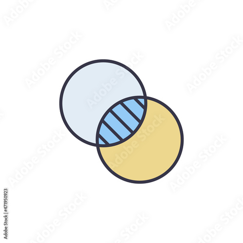 Intersection of Two Circles vector Overlap concept icon