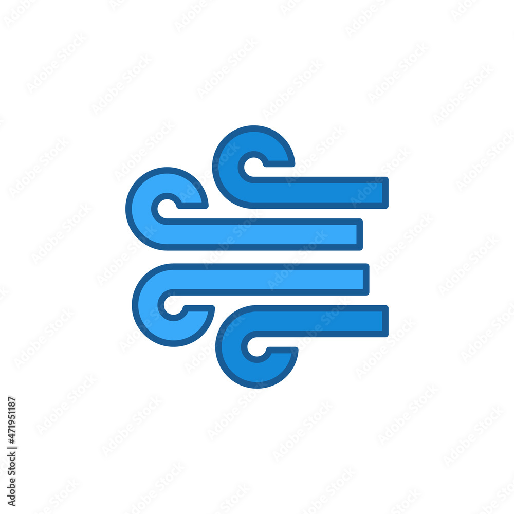 Wind vector concept blue creative geometric icon or sign Wind vector concept blue creative geometric icon or sign