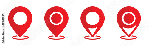 Simple red location icon. Map marker pointer icon set. Location pin sign. Simple map pin. Map pin place marker