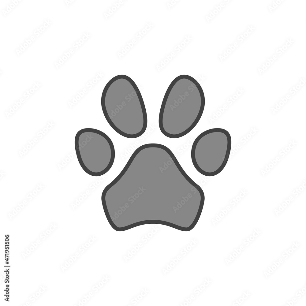 Pet Foot Print gray icon. Animal Paw Mark vector colored sign Pet Foot Print gray icon. Animal Paw Mark vector colored sign