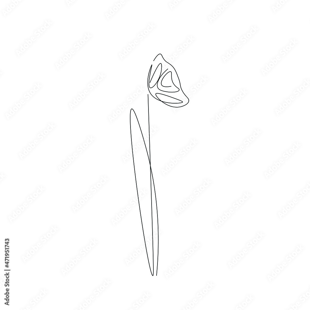 Flower silhouette line drawing vector illustration Flower silhouette line drawing vector illustration