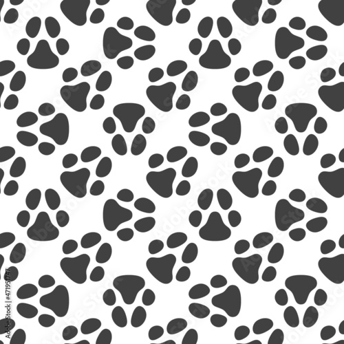 Paw Print Seamless Pattern. Vector footprint background