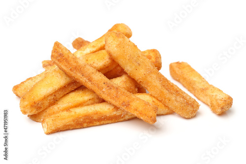 french fries on white background 