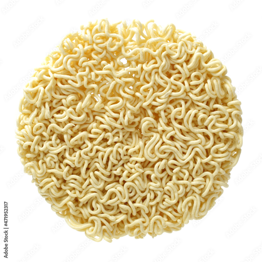 Dried instant noodles isolated on a white background