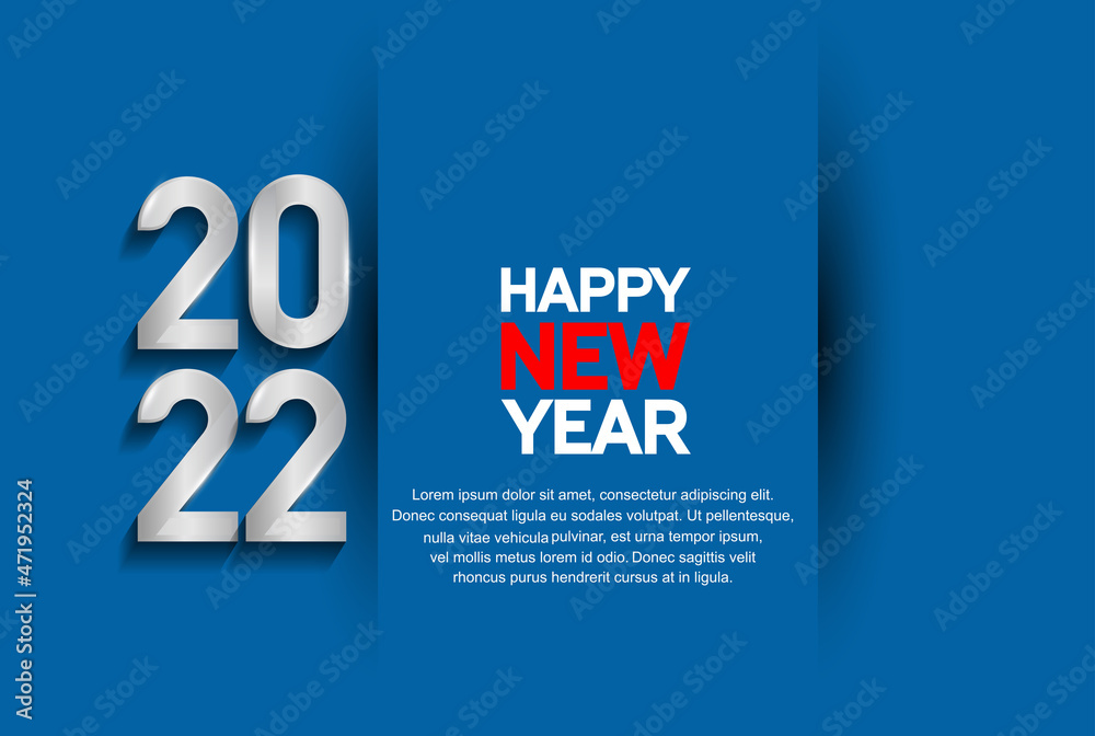 happy new year 2022 silver number isolated blue background happy new year 2022 silver number isolated blue background