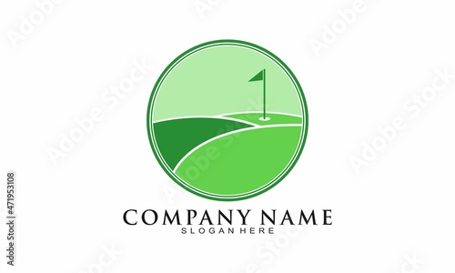 Green golf yard illustration icon logo