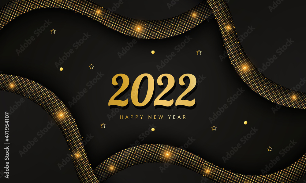Happy new year background, 2022 gold background with golden element and ...