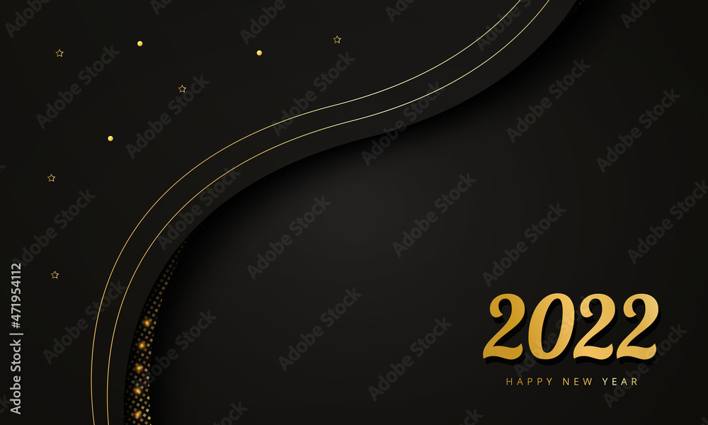 Happy new year background, 2022 gold background with golden element and ...
