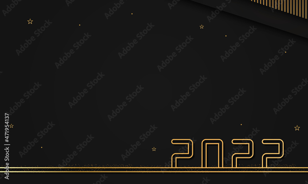 Happy new year background, 2022 gold background with golden element and ...