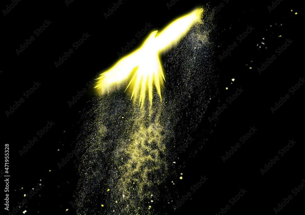 夜空に羽ばたく火の鳥のイラスト Stock イラスト Adobe Stock