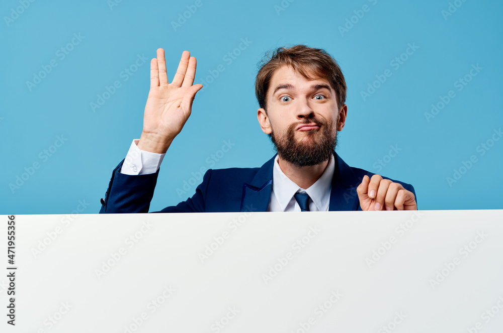 businessmen White mockup poster in hand advertising Studio businessmen White mockup poster in hand advertising Studio