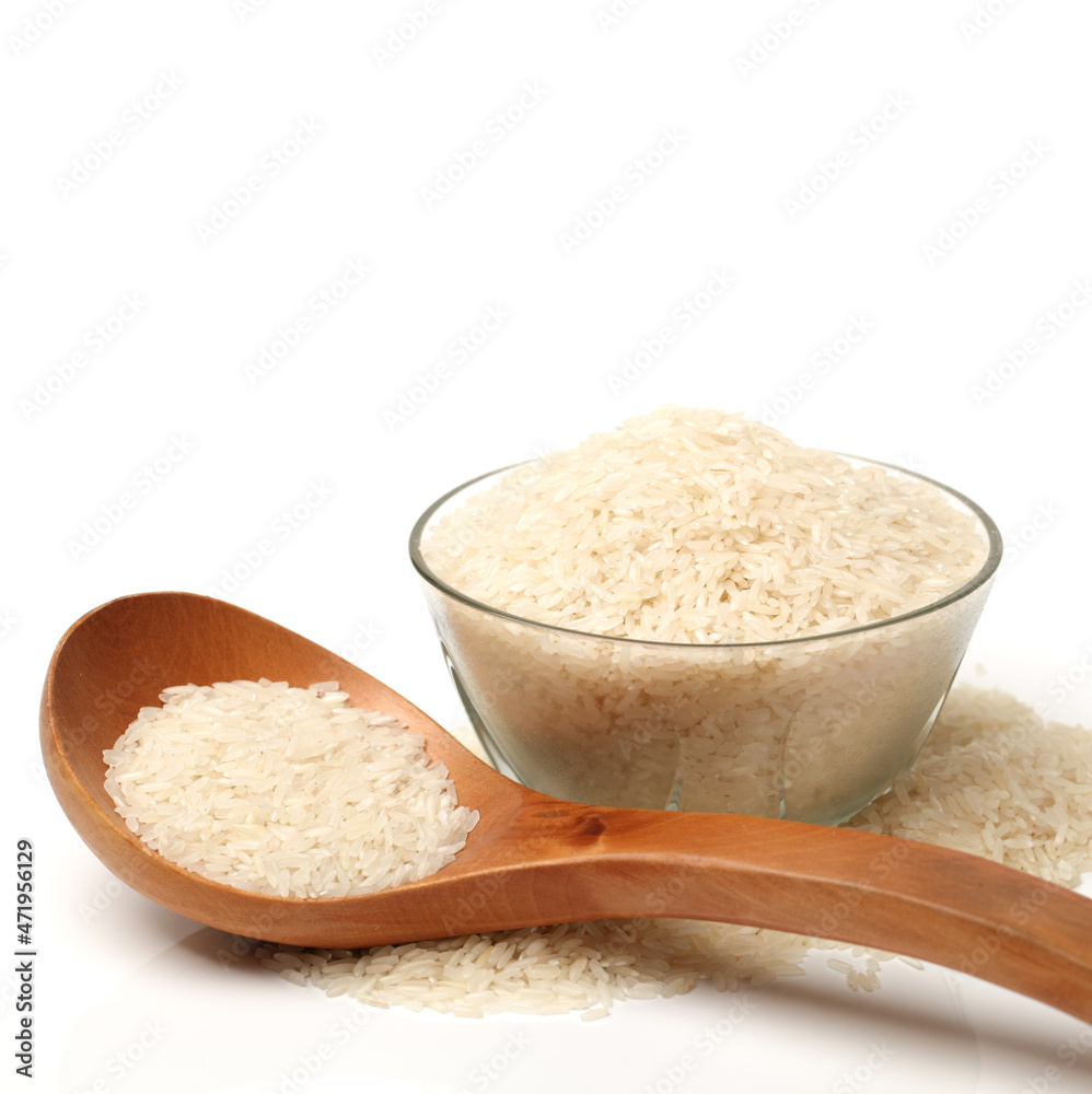 uncooked Rice on white background uncooked Rice on white background