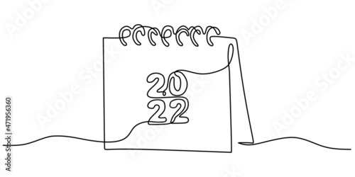 Continuous one line of a "2022" new year text. Chinese New year of the tiger handwritten 2022 lettering. Celebration New Year concept isolated on white background. year with single line style.