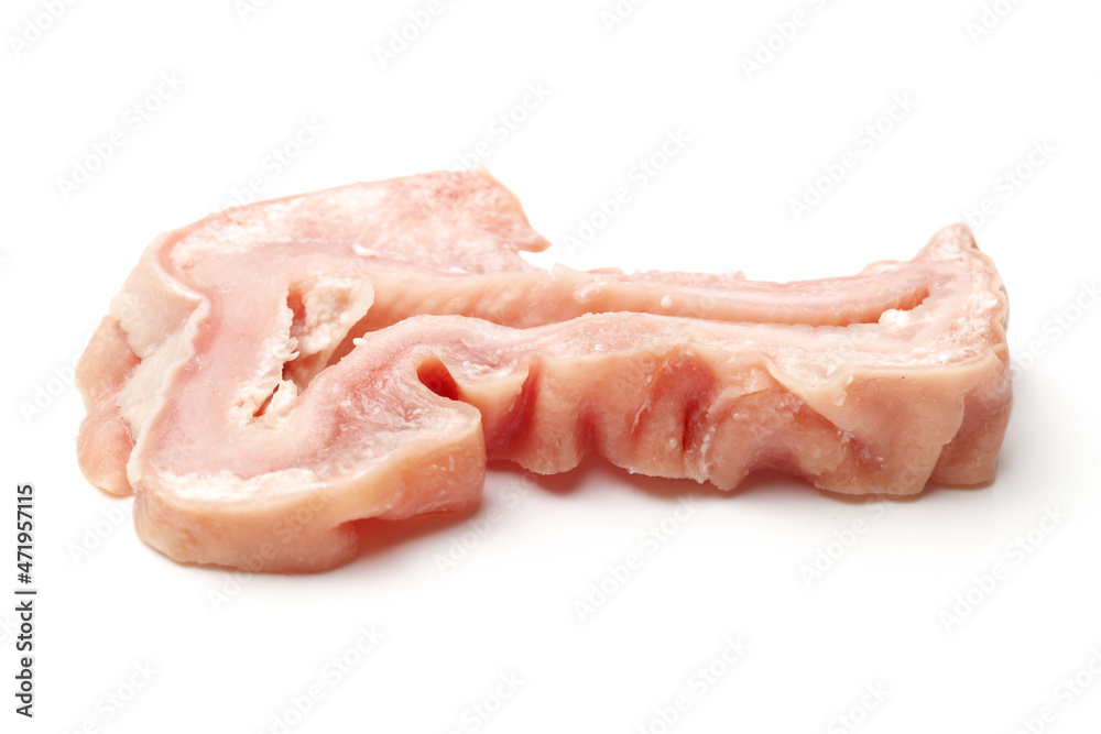 Boiled pig's organs on white background 
