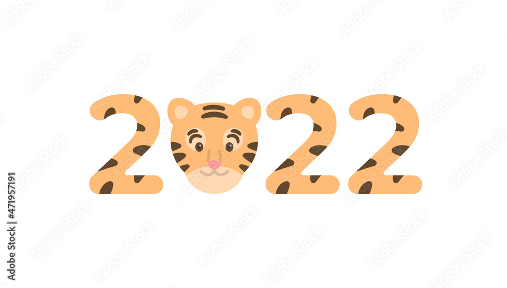 Happy Chinese New Year 2022. tiger head character illustration. funny, cute, and adorable. tiger zodiac. for calendars, posters, banners. flat cartoon style. vector design Happy Chinese New Year 2022. tiger head character illustration. funny, cute, and adorable. tiger zodiac. for calendars, posters, banners. flat cartoon style. vector design