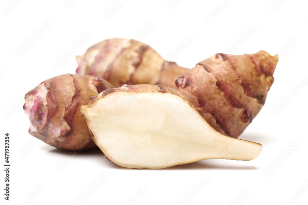 Jerusalem artichoke on a white background Jerusalem artichoke on a white background