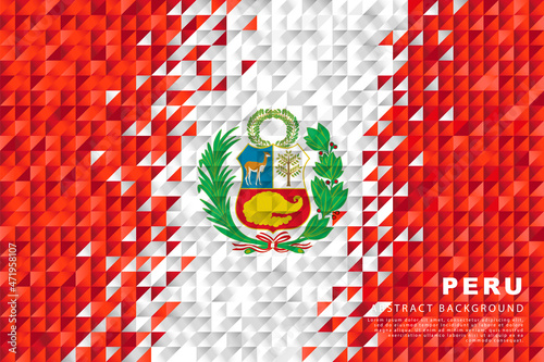 Peru flag. Abstract background of small triangles in the form of colorful red and white stripes of the Peruvian flag.