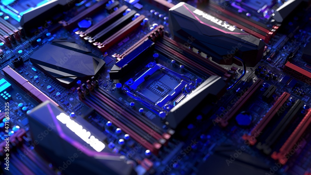 Fototapeta premium motherboard 3d render pattern