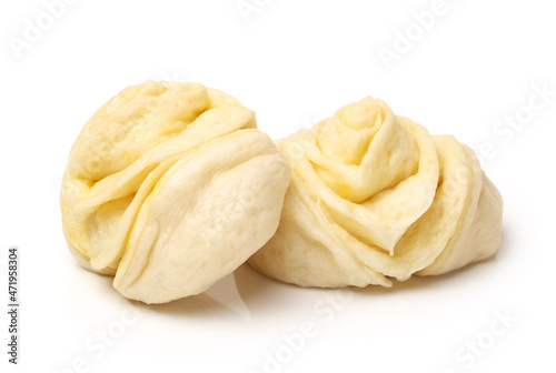 Chinese steamed roll. Close up on white background 