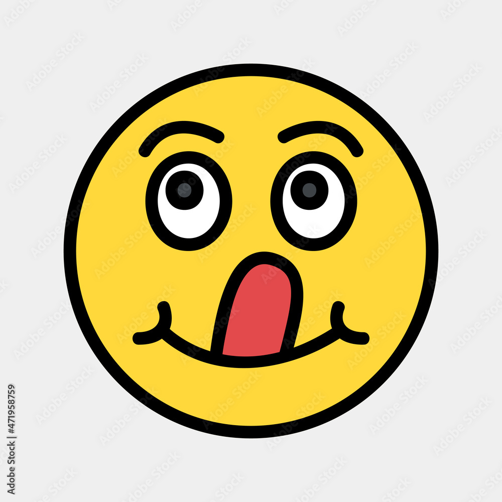Fototapeta premium Tongue emoji icon vector illustration in filled line style, use for website mobile app presentation