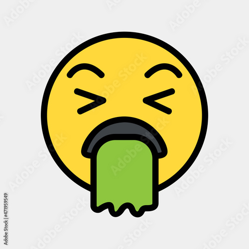 Puke emoji icon vector illustration in filled line style, use for website mobile app presentation