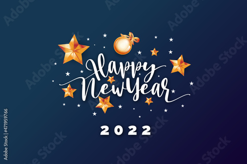 Happy new year with star and beautiful background 2022