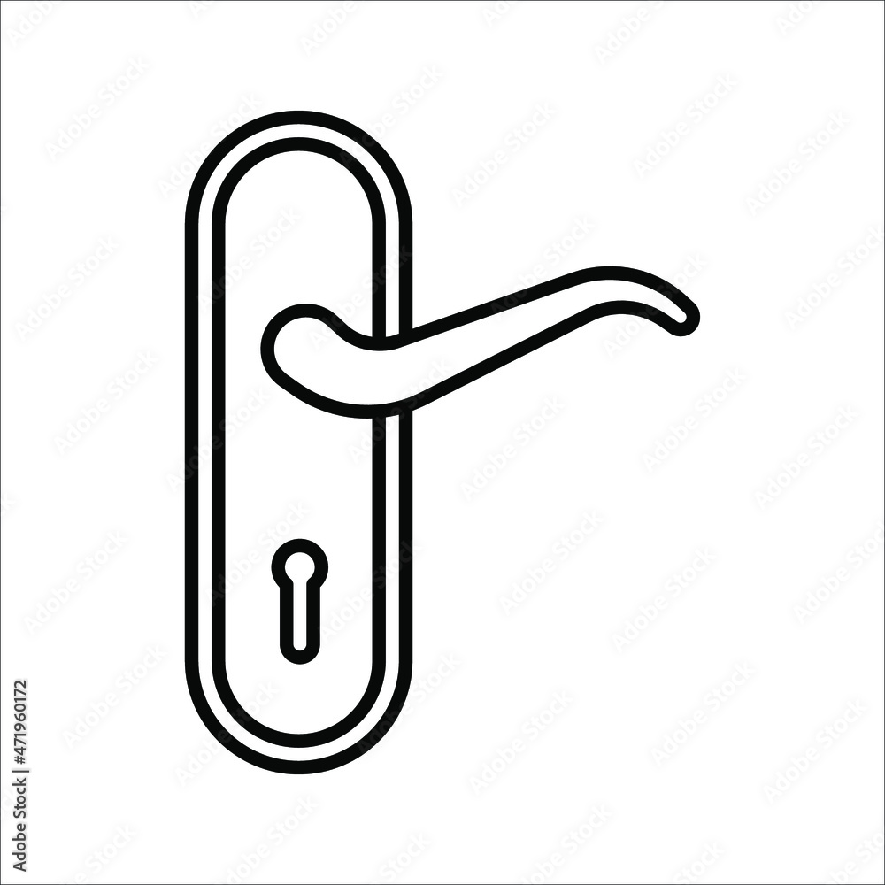 Door handle with key hole vector icon for security on white background. color editable Door handle with key hole vector icon for security on white background. color editable