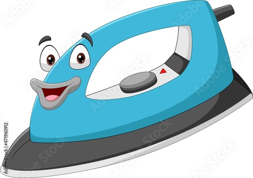 Cartoon smiling electric iron character
