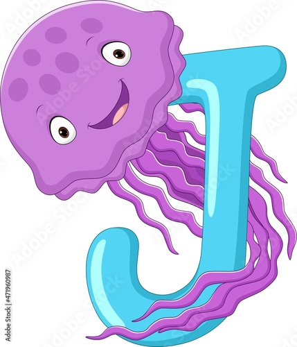 Alphabet letter J for jellyfish