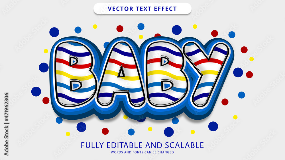baby text effect editable eps file Stock Vector | Adobe Stock