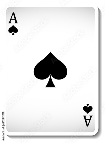 Ace of Spades Playing Card Isolated