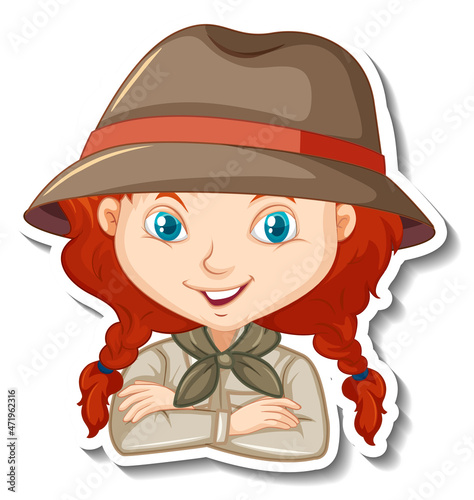 Girl in safari costume cartoon character © blueringmedia