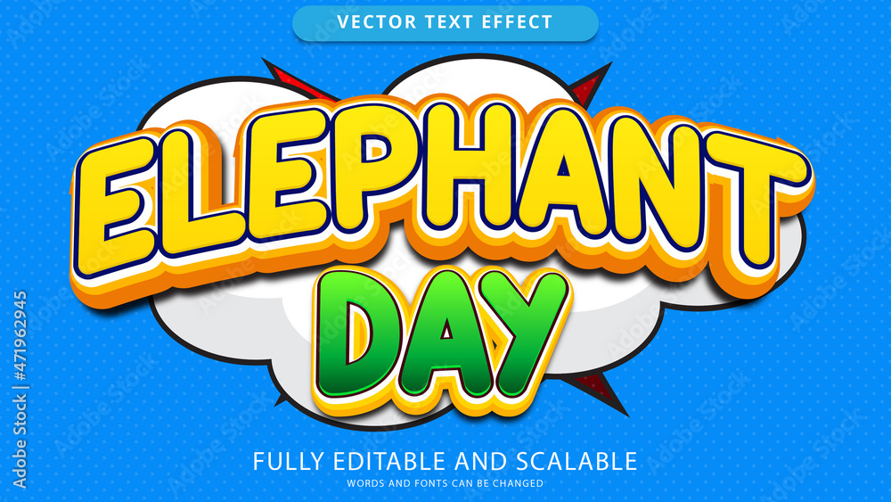 elephant text effect editable eps file