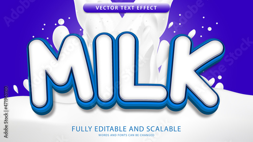 milk text effect editable eps file