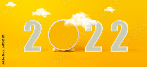 happy new year 2022 creative font happy new year 2022 on yellow background congratulation card design on holidays and celebrations