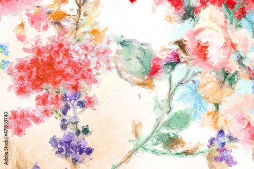Beautiful oil painting flower bouquet illustration © yang
