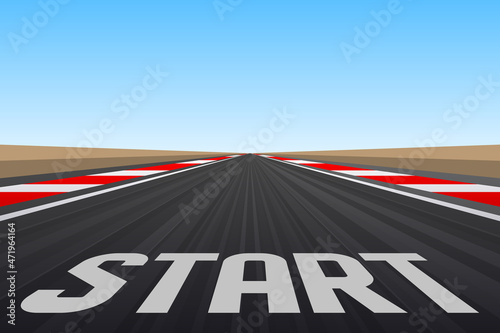 Start line of a racing track, vector illustration of a racing background
