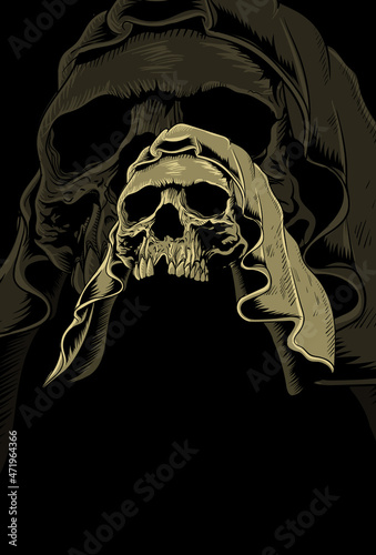 Skull with cloak vector illustration