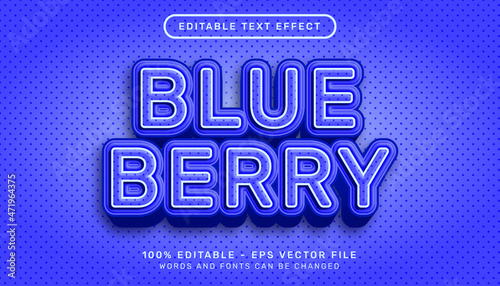 blue berry 3d text effect and editable text effect