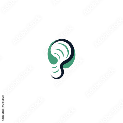 Hearing Aid logo concept, ear assistance, abstract vector logotype.