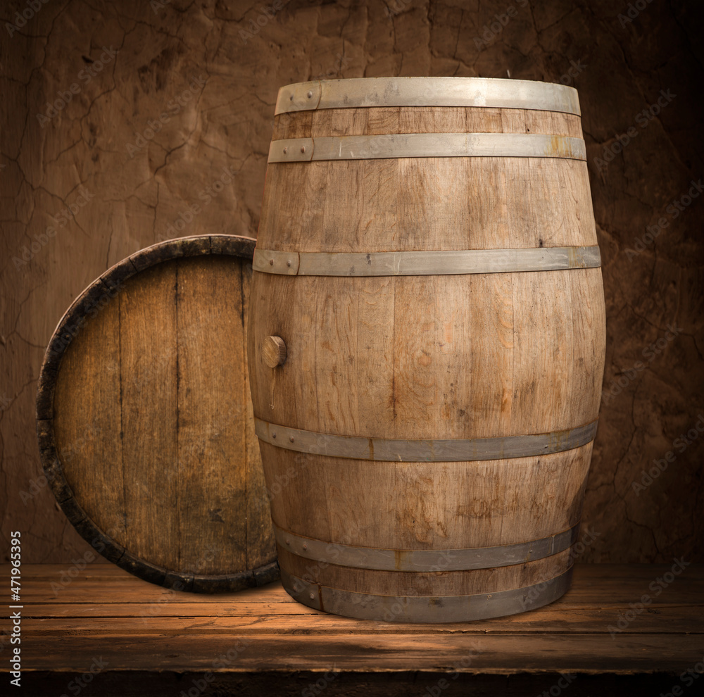 Wooden oak barrel isolated on white background Wooden oak barrel isolated on white background