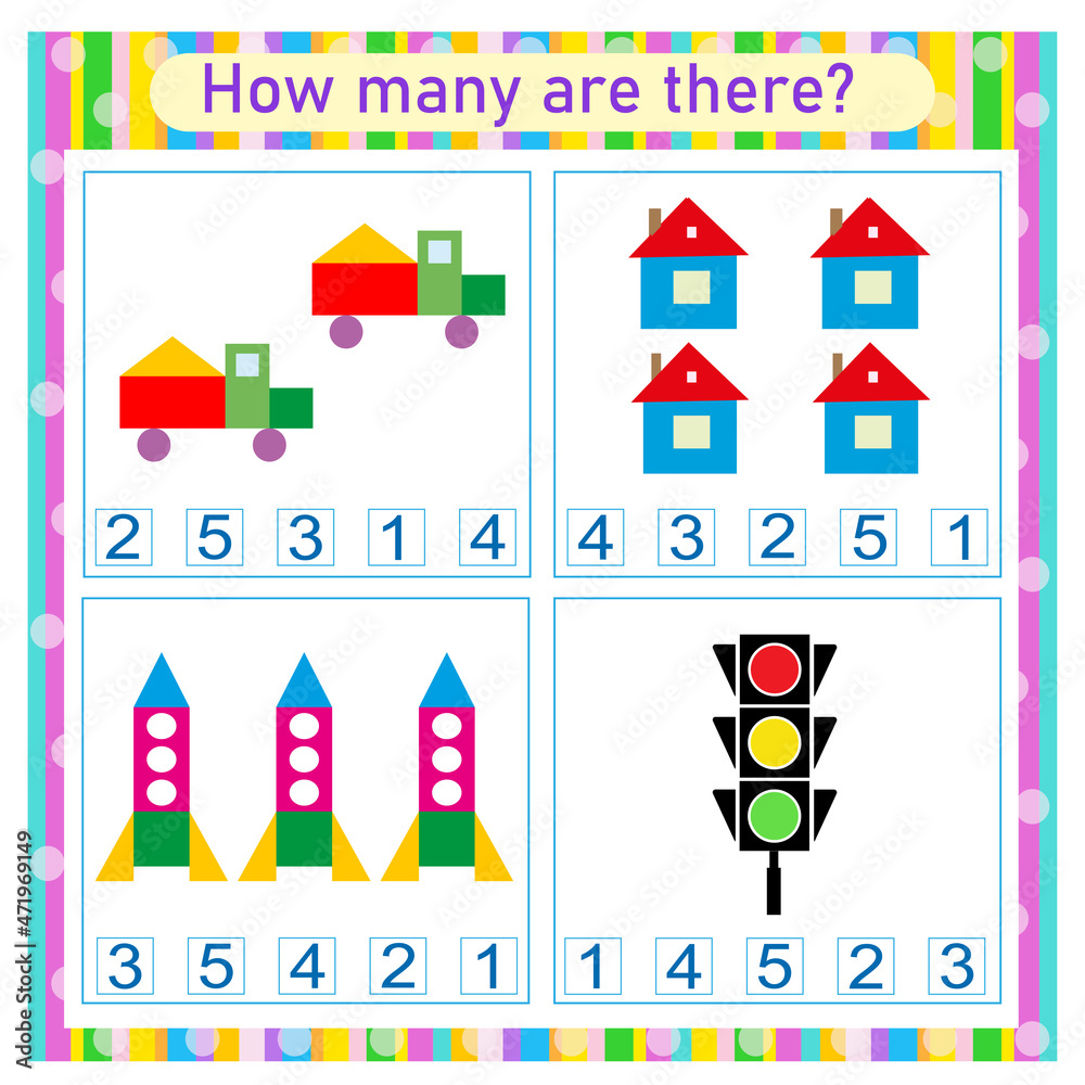How many counting game. Learning Numbers Zero to Ten. Worksheet for preschool kids, kids activity sheet