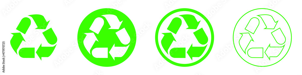 Recycle icon. Set of triangular eco recycle signs. Vector illustration. Recycle label Recycle icon. Set of triangular eco recycle signs. Vector illustration. Recycle label